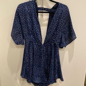 Deep Cut Polka Dot Romper